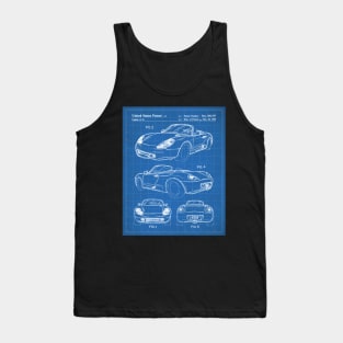 Supercar Sports Car Patent - Car Lover Classic Car Art - Blueprint Tank Top